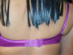 Purple satin bra close up