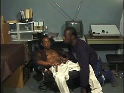 Chocolate skin dude gets his ass nailed doggy style 